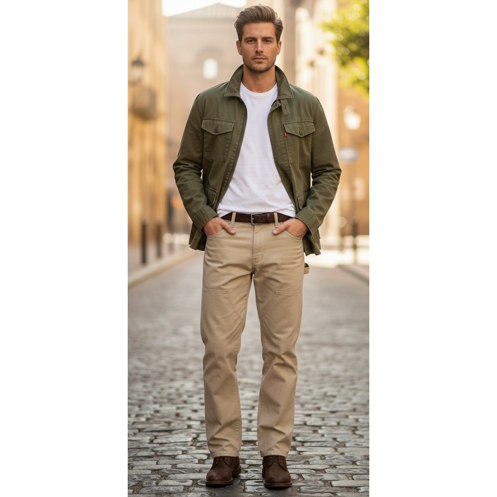 Wolverine Men's Carpenter Pants Beige Canvas Workwear Utility Cotton Size 36x30